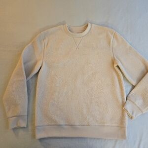 Goodfellow & Co Cream Teddy Recycled Poly Fleece Crewneck Sweater HAL3